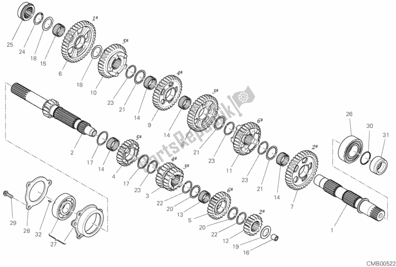 Alle onderdelen voor de Versnellingsbak van de Ducati Superbike Panigale V4 S USA 1100 2019